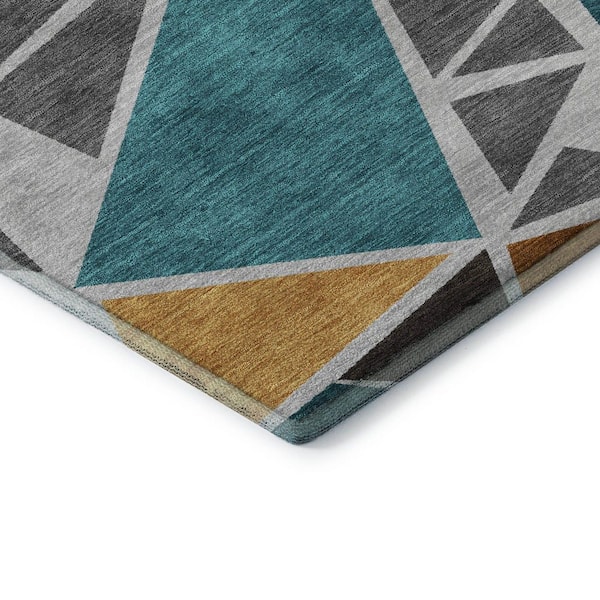 Mayfield Premium Machine Washable Abstract AMF1039 Gray 8 ft. x 10 ft. Area Rug
