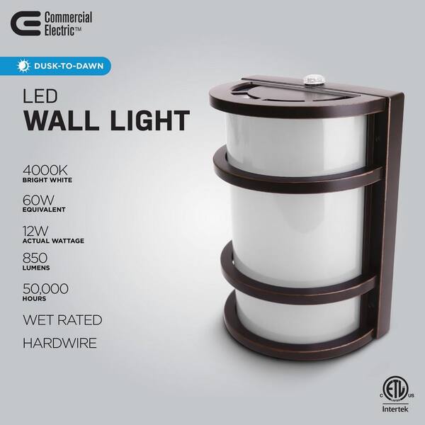 Commercial Electric 850 Lumens Integrated LED Bronze Dusk to