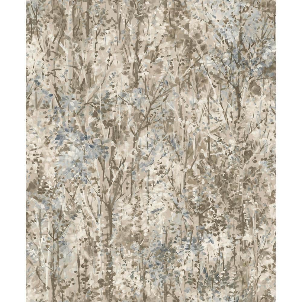 Blue and Beige Forest Tropical Print Non-Pasted Wallpaper
