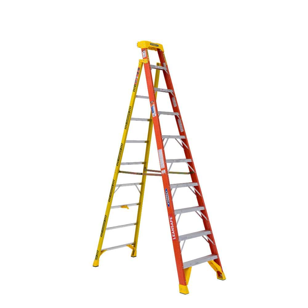 Werner LEANSAFE 10 ft. Fiberglass Leaning Step Ladder with 300 lb. Load Capacity Type IA Duty Rating -  L6210