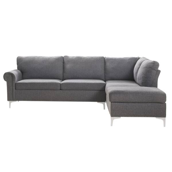 Acme Furniture Melvyn 100 in. W 2-piece Fabric Sectional Sofa in Gray ...