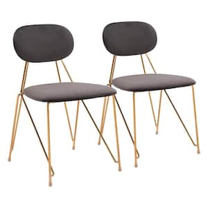 Georges Gray and Gold 100% Polyester Dining Chair Set - (Set of 2)