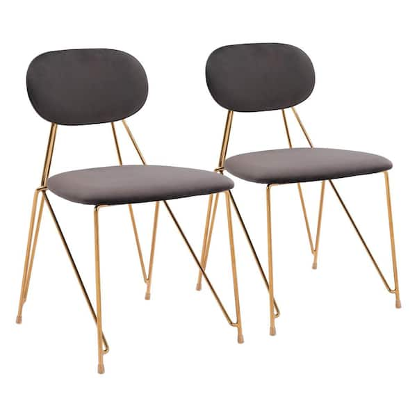 ZUO Georges Gray and Gold 100% Polyester Dining Chair Set - (Set of 2)