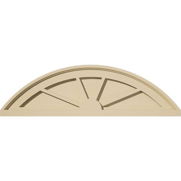 Ekena Millwork 28-in W x 8-in H x 2-in P Segment Arch 4-Spoke Signature Urethane Pediment, Primed Tan