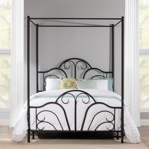 Hilale Furniture Dover Textured, King Canopy Bed Black