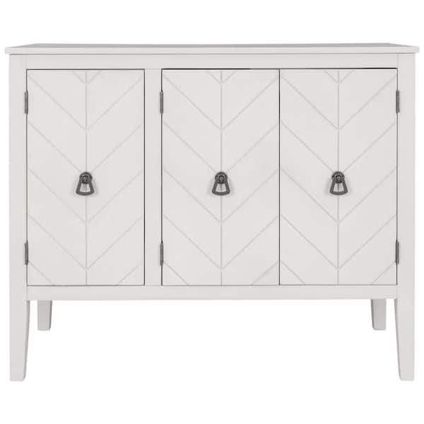 Unbranded 37 in. W x 15.7 in. D x 31.5 in. H Cream White Linen Cabinet with Adjustable Shelf and Antique Modern Sideboard