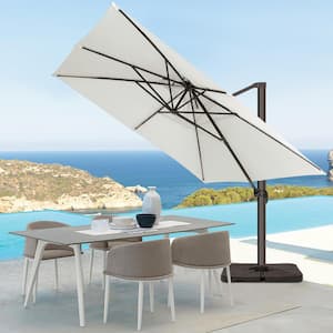SunShade Deluxe 11 ft. Square Cantilever Umbrella Heavy-Duty 360° Rotation Patio Umbrella in Off-White