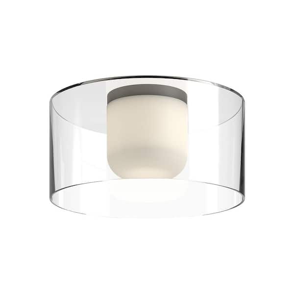Birch 12 in. 1 Light 13-Watt Black/Clear Integrated LED Flush Mount