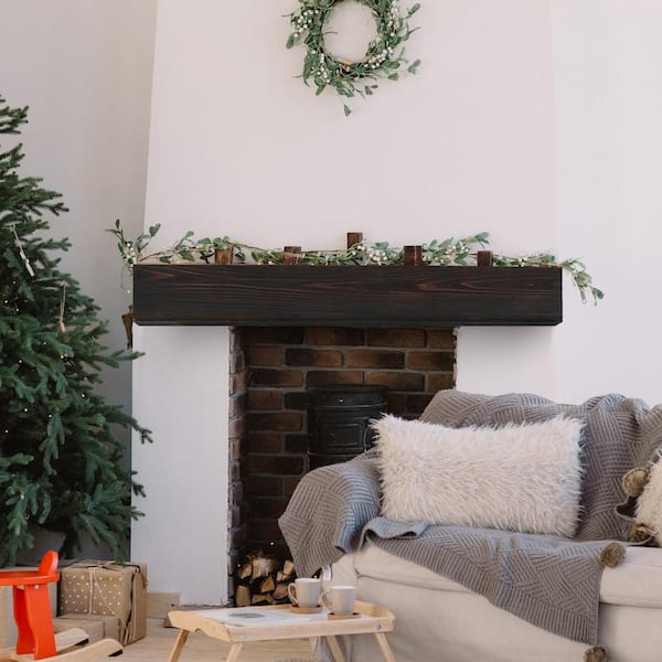 Unbranded 48 in. W x 9 in. D Wood Fireplace Mantel, Wall-Mounted and Floating Cap-Shelf Mantel, Home Decor Wall Shelf, Espresso