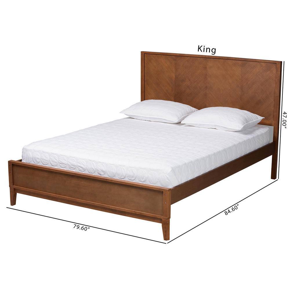 Carver King Size Walnut Wood Frame Platform Bed with Slats