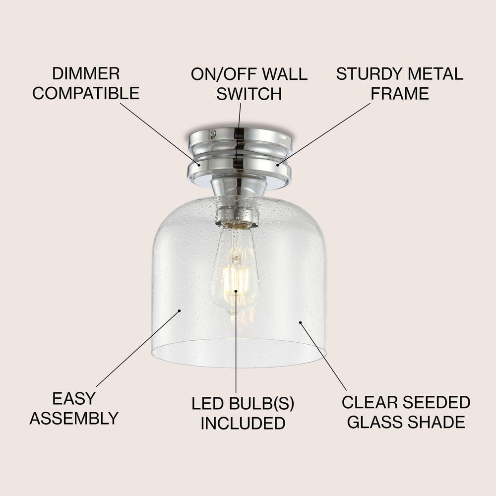 Domenic 7.75" Chrome Glass LED Flush Mount Light