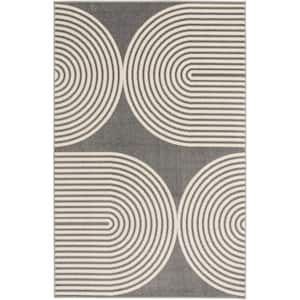 Tecopa Milburm Gray 4 ft. x 6 ft. Geometric Polypropylene Indoor/Outdoor Area Rug