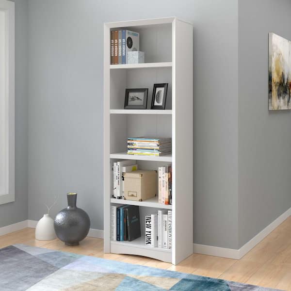 CorLiving Quadra 71 in. White Engineered Wood 5-shelf Standard Bookcase with Adjustable Shelves