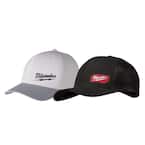 Small/Medium Gray WORKSKIN Fitted Hat with Gridiron Black Adjustable Fit Trucker Hat (2-Pack)