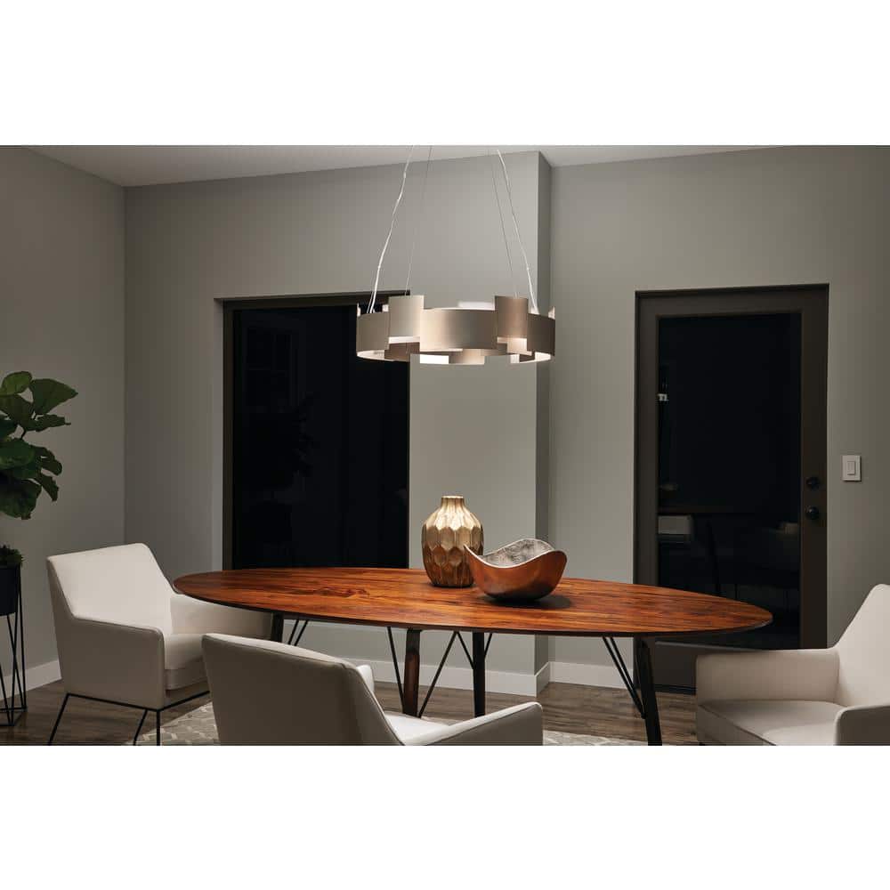 Satin Nickel 26.5" Modern LED Drum Pendant with Black Shade