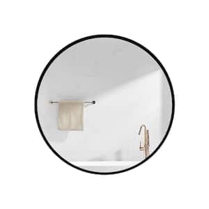 Modern 30 in. W x 30 in. H Black Round Surface Mount Framed Bathroom Medicine Cabinet with Mirror