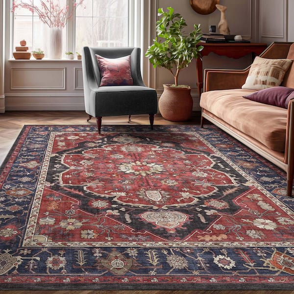 Apollo Serapi Jaipur Vintage Medallion, Red 7 ft. 10 in. x 9 ft. 10 in. Area Rug
