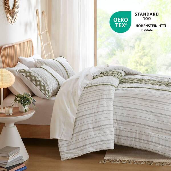 3 PCS King/Cal King Cotton Printed Comforter Set with Chenille