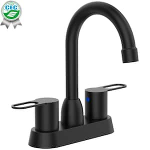 4 in. Centerset 2-Handle Bathroom Faucet with 360° Swivel Spout in Matt Black