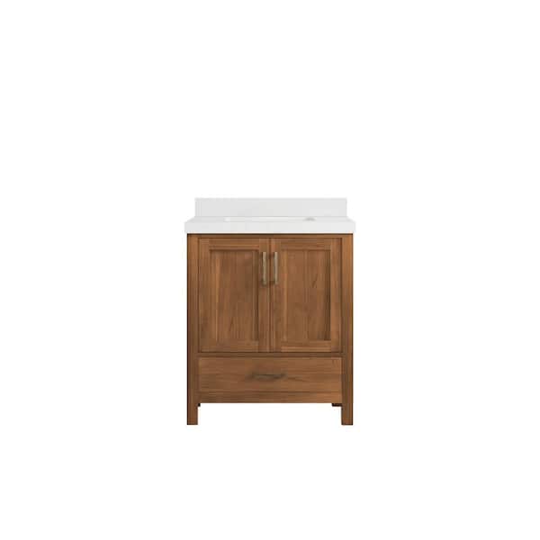 Willow Collections Malibu Teak 30 in. W x 22 in. D x 36 in. H Bath Vanity in Gold Teak with 2" Empira Quartz Top