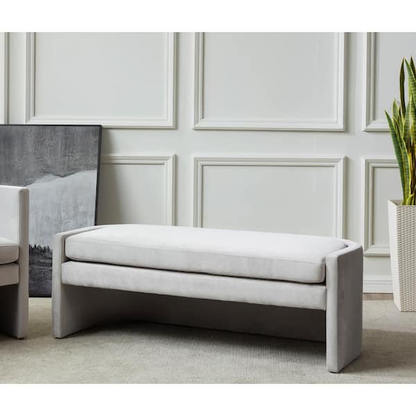 SAFAVIEH Rosabeth Light Grey Entryway Bench 55 in.
