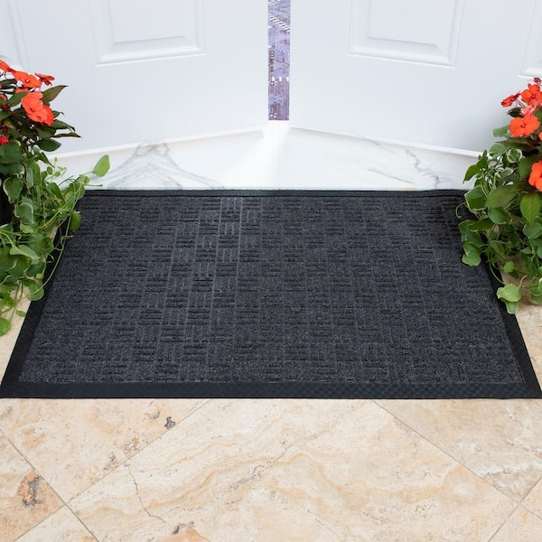 Ottomanson Easy clean, Waterproof Non-Slip 2x3 Indoor/Outdoor Rubber Doormat,  20 in. x 39 in., Black RDM7003-2X3 - The Home Depot