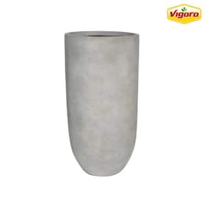 10 in. Clovis Medium Gray Smooth Cement Composite Round Cylinder Planter (10 in. D x 18.3 in. H)