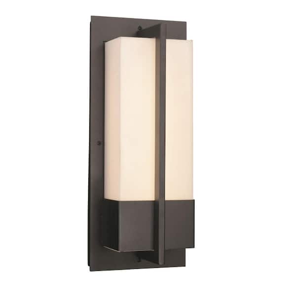 Bel Air Lighting Venue 16 in. Black Integrated LED Outdoor Wall Light Fixture with Acrylic Shade