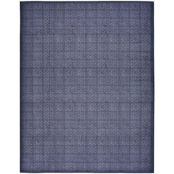 Washables Navy Blue 8 ft. x 10 ft. Geometric Contemporary Area Rug