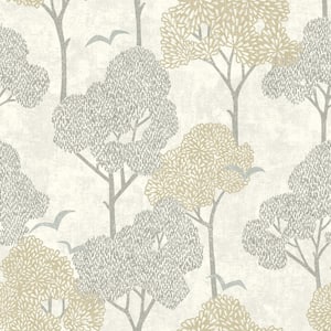 Lykke Beige Neutral Textured Tree Wallpaper Sample