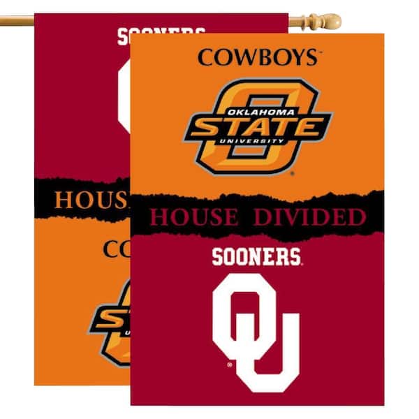 BSI Products NCAA 28 in. x 40 in. Oklahoma/Oklahoma State Rivalry House Divided Flag