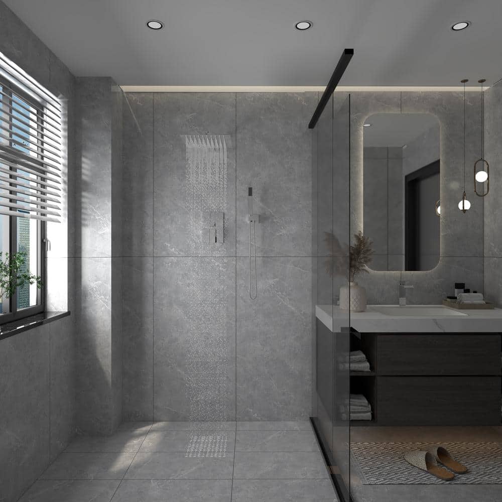 16-Inch Chrome Square Wall Mounted Rain Shower System