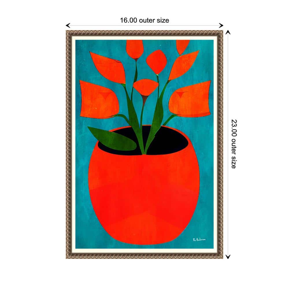 Vibrant Red Blossoms Abstract Canvas Wall Art with Beaded Frame