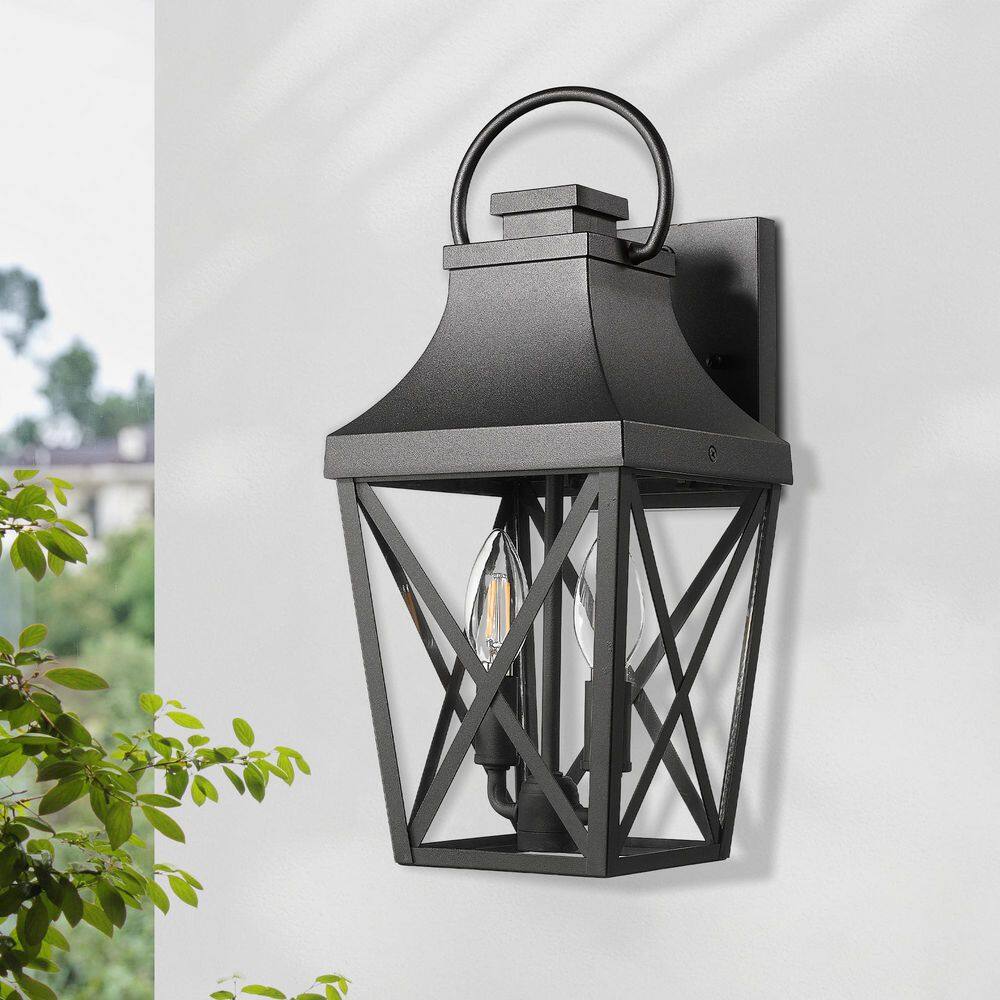 Modern 15.9 in. 1-Light Matte Black Outdoor Wall Lantern Sconce with Clear Glass Shade for Garage Front Porch Wall Light price history on PriceWatchPro
