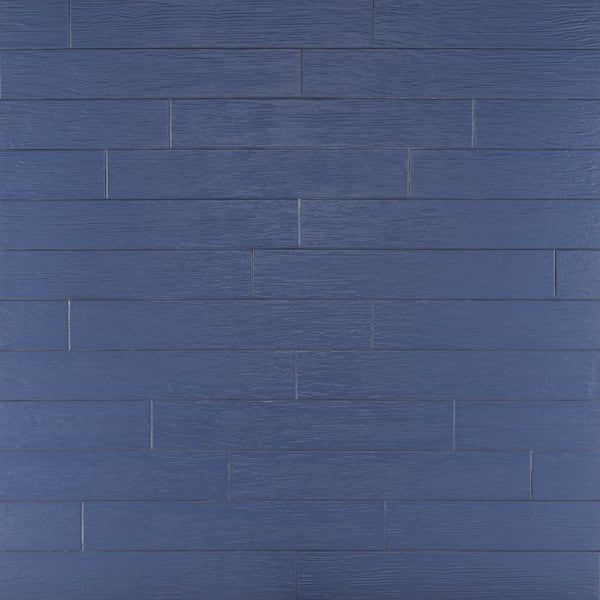 Ivy Hill Tile Rai Wood Blue 4 in. x 24 in. Polished Porcelain Floor and Wall Tile (11.62 sq. ft./Case)