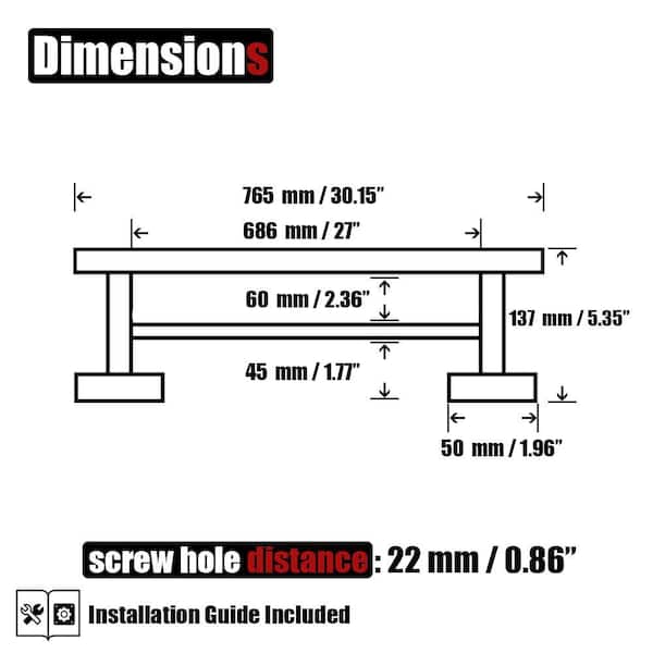 30 in. Wall Mounted Double Bath Towel Bar in Brushed, Stainless Steel Towel Rack, Towel Holder for Bathroom
