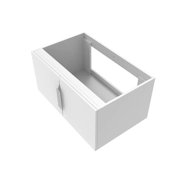 castellousa Alpine 29.63 in. W x 18.75 in. D x 14.38 in. H Bath Vanity Cabinet without Top in Matte White with Brushed Nickel Trim