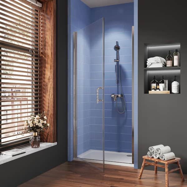 Lonni 36-37.3 in. W x 72 in. H Frameless Pivot Shower Door in Chorme With 1/4 in. Thick Clear SGCC Tempered Glass