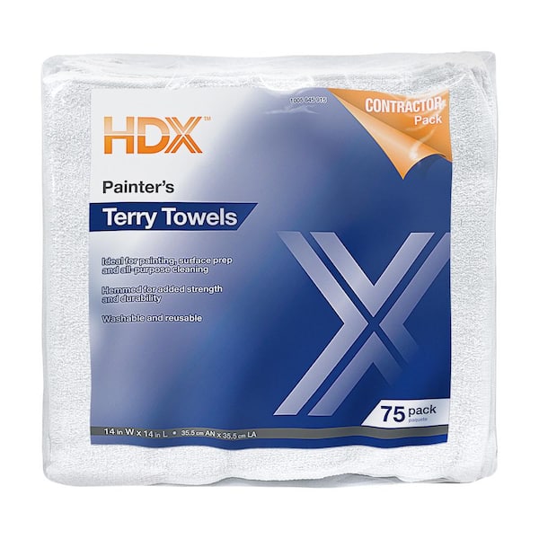 HDX 14 in. W x 14 in. L Cotton Painter's Towels (75-Count)