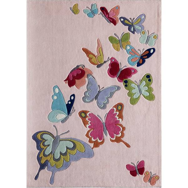 Momeni Lil Mo Whimsy Butterfly Pink 4 ft. x 6 ft. Indoor Kids Area Rug