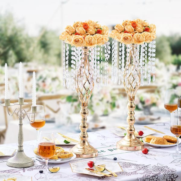 VEVOR 10 PCS 55 cm/21.65 in. Tall Crystal Wedding Flower Stand