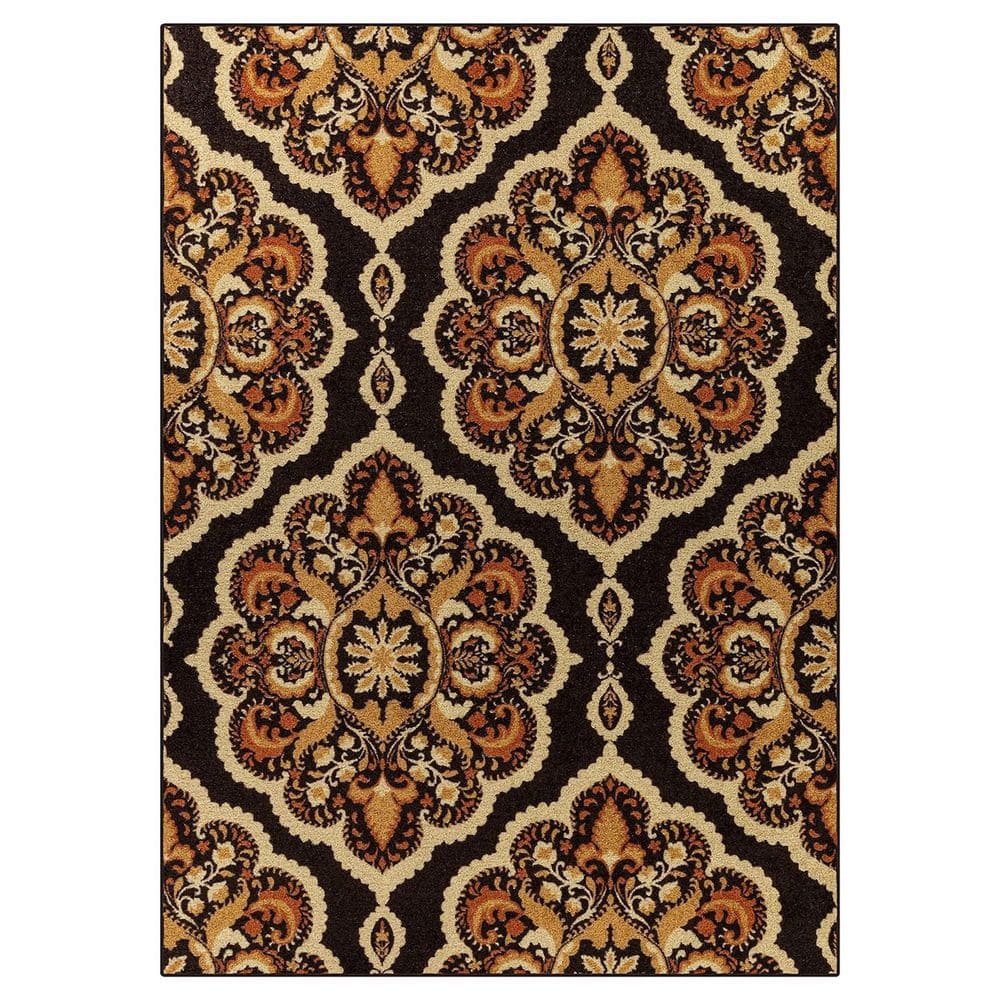 Red Polyester 5 ft. x 7 ft. Floral Indoor Area Rug
