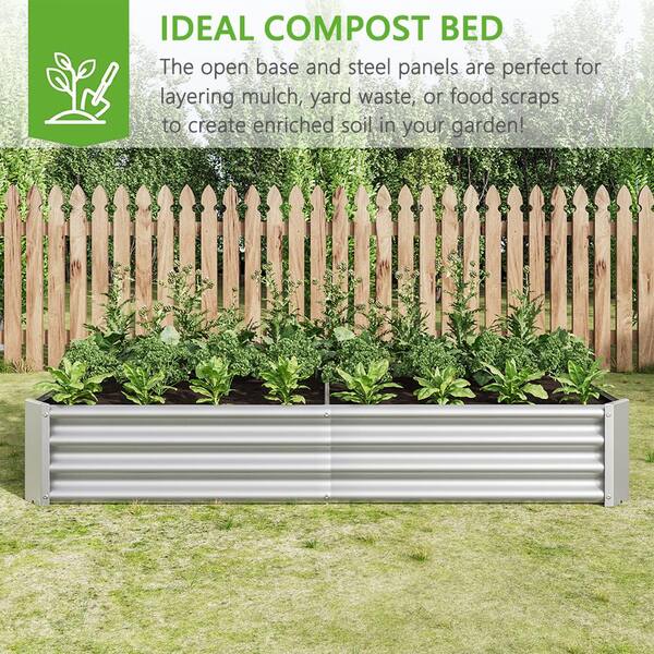 BTMWAY - 6 ft. L x 3 ft. W x 1 ft. H Silver Galvanized Metal Outdoor Raised Garden Bed Kit, Planter Box (1-Pack)