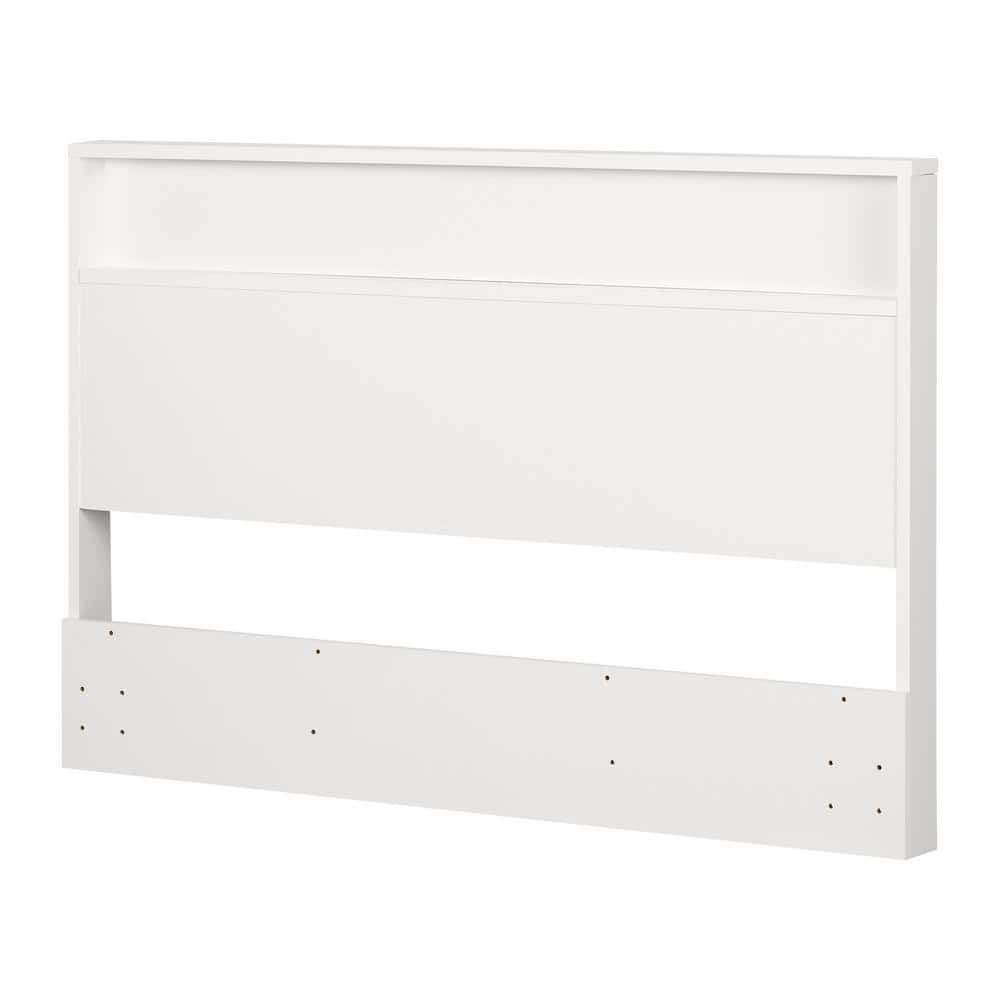 Pure White Full Metal Headboard with Storage Shelf