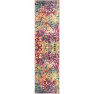 Monaco Pink/Multi 2 ft. x 22 ft. Geometric Runner Rug