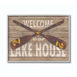 16 in. x 20 in. "Welcome Lake House Country Home Word" by Stephanie Workman Marrott Framed Wall Art