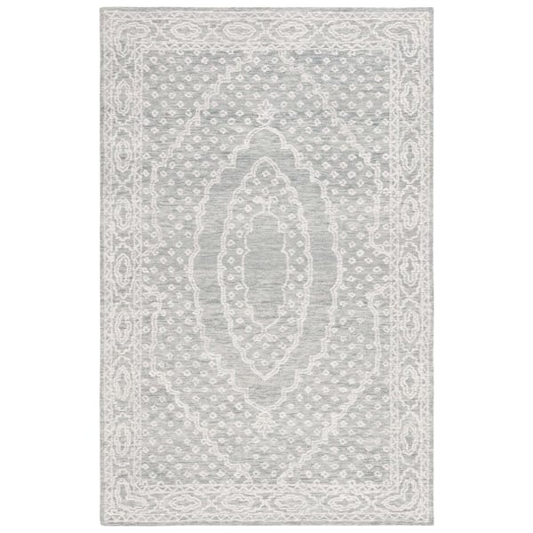 SAFAVIEH Ebony Ivory/Gray 5 ft. x 8 ft. Bordered Area Rug