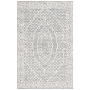 Ebony Ivory/Gray 6 ft. x 9 ft. Bordered Area Rug