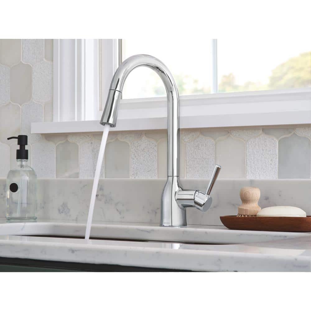 Chrome High Arc Single Handle Kitchen Faucet with Pull-Down Spray