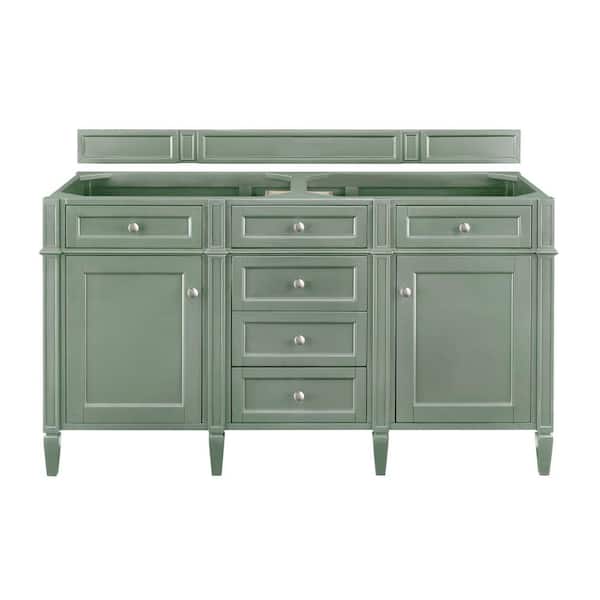 James Martin Vanities Brittany 58.9 in. W x 23.0 in. D x 32.6 in. H Double Bath Vanity Cabinet without Top in Smokey Celadon